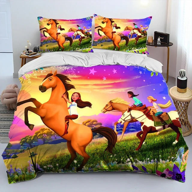 Housse de couette imprimée Dessin animé Spirit riding