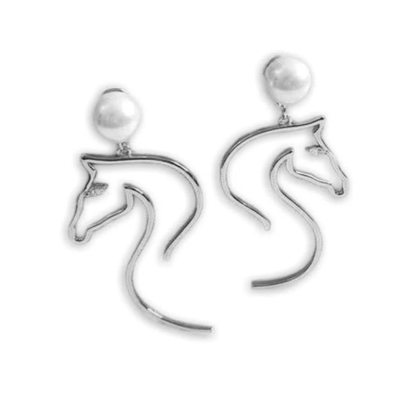 Boucles d'oreilles Cheval - or perle de culture et zircon