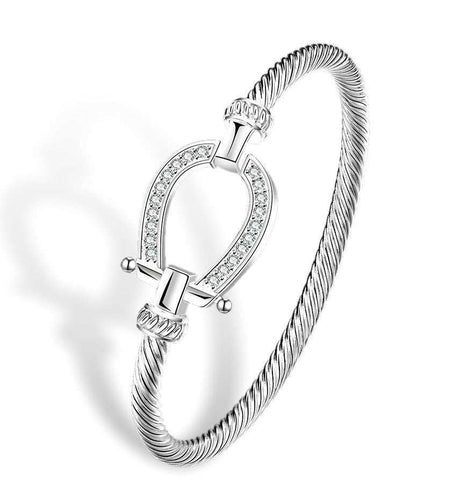 Bracelet Antique Fer à cheval - Plaqué Or blanc