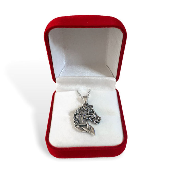 Collier pendentif -  Cheval inspiré Celte - argent massif
