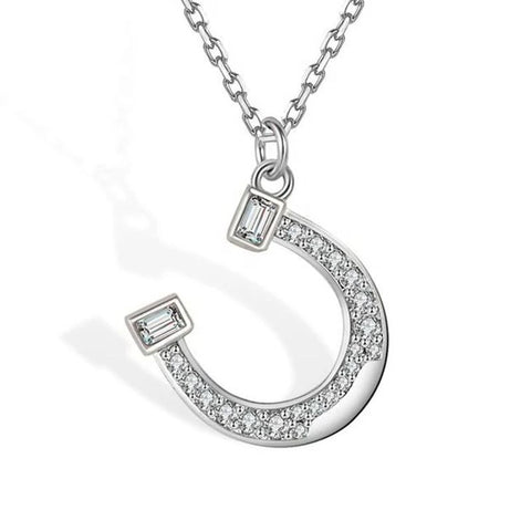 Collier pendentif - Fer à Cheval - argent massif et zircons