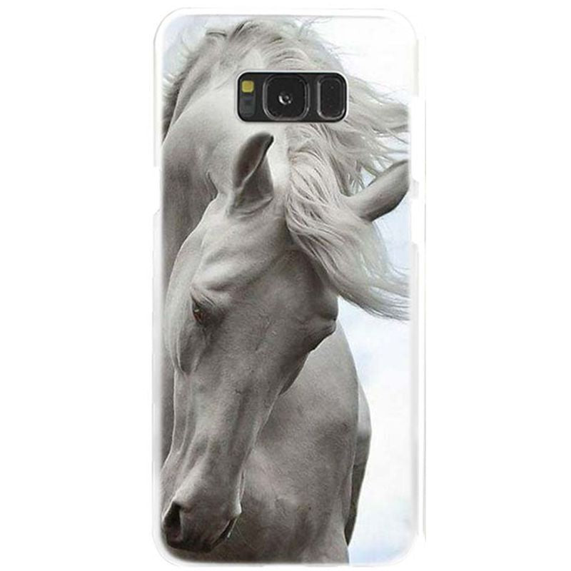 Coque Cheval blanc crinière pour Samsung Galaxy Série S4 à S9