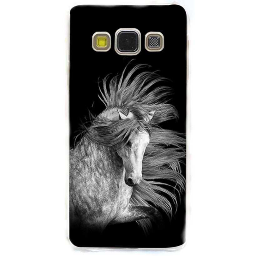 Coque pour Lenovo - Nokia - Sony - Cheval tacheté fond noir
