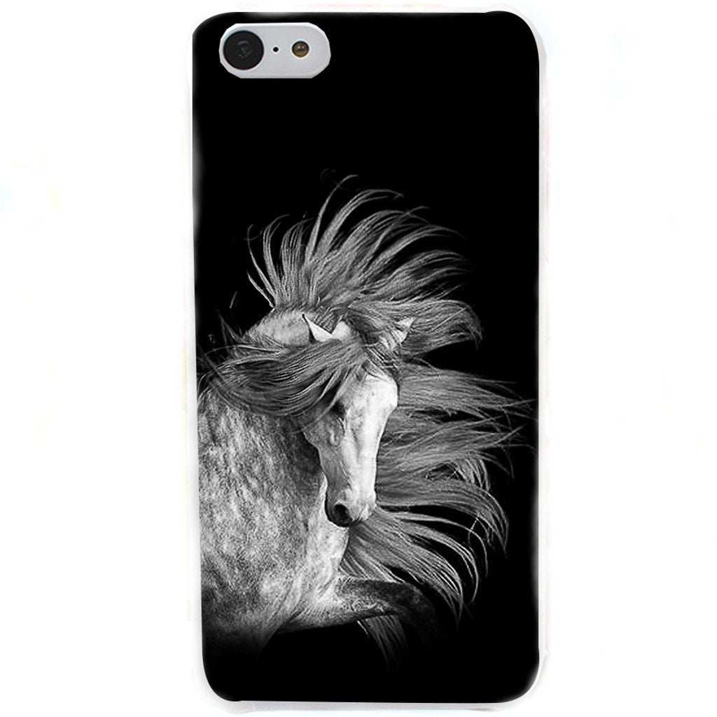 Coque pour iPhone - Cheval tacheté fond noir