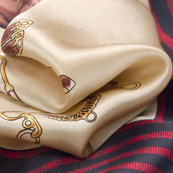 Foulard bandana pure Soie - Impression  équestre - Elegance & design