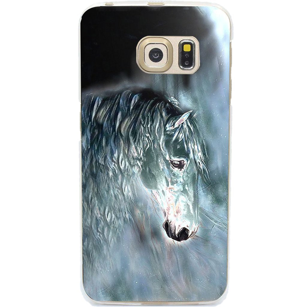 Coque pour Samsung - Cheval bleu peinture d'art - Série s5, s6, s6 Edge, s7, s7 Edge, s7 Edge +