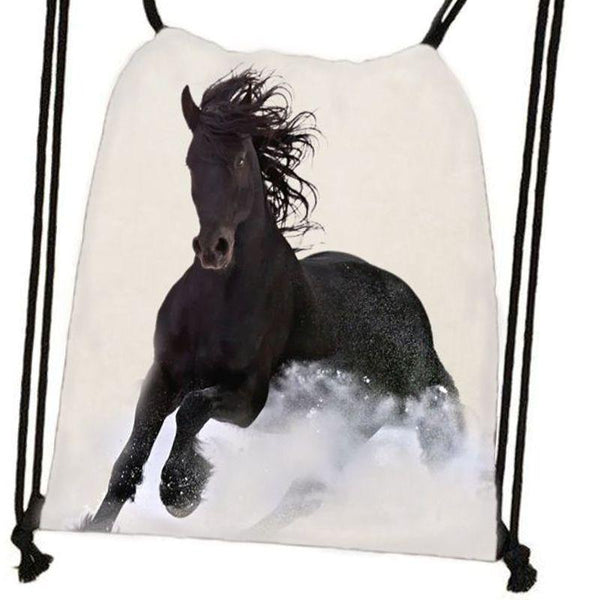 Petit sac à dos en toile imprimée de chevaux