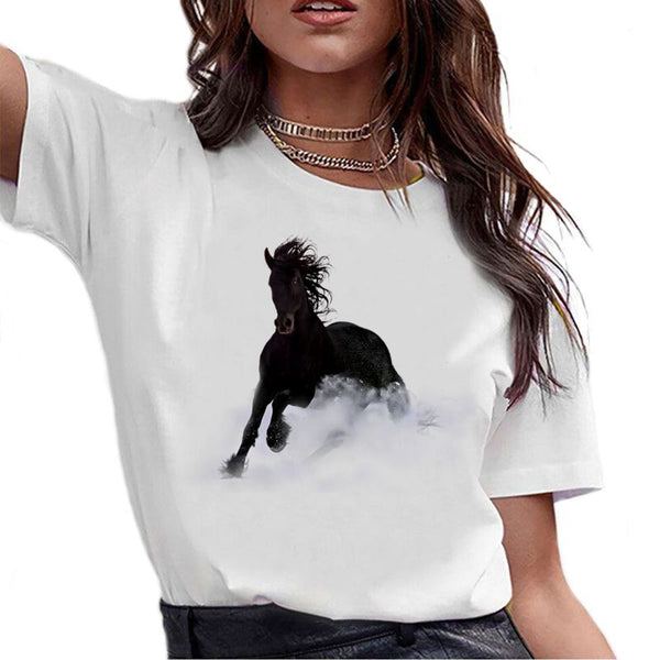 T-Shirt - Imprimé cheval noir