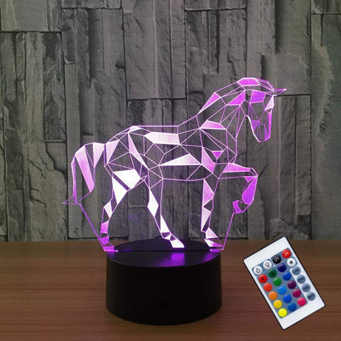 Veilleuse Cheval vitrail 3D Laser Led multicolore avec télécommande
