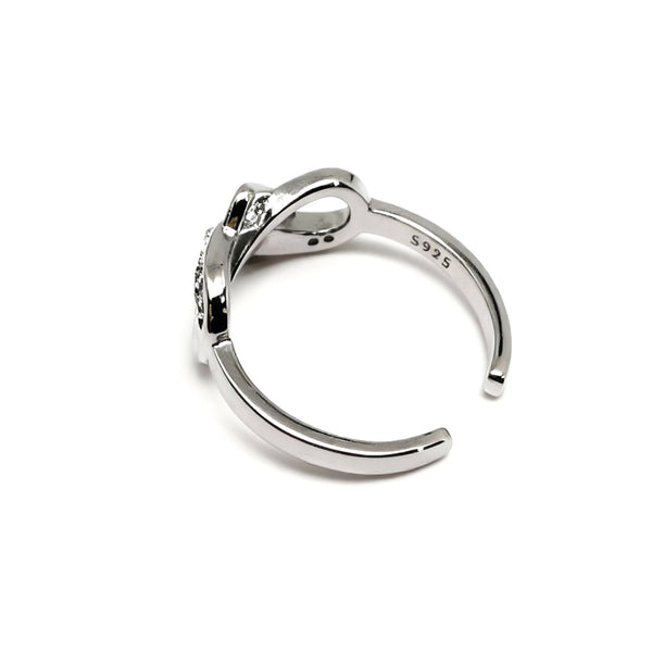 Bague - Cheval infini et coeur - argent massif et zircon