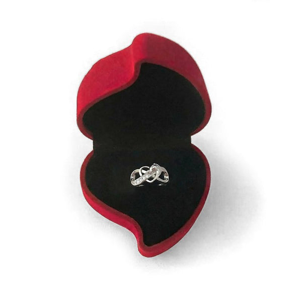 Bague - Cheval infini et coeur - argent massif et zircon