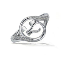 Bague - Cheval volutes- argent massif et zircon