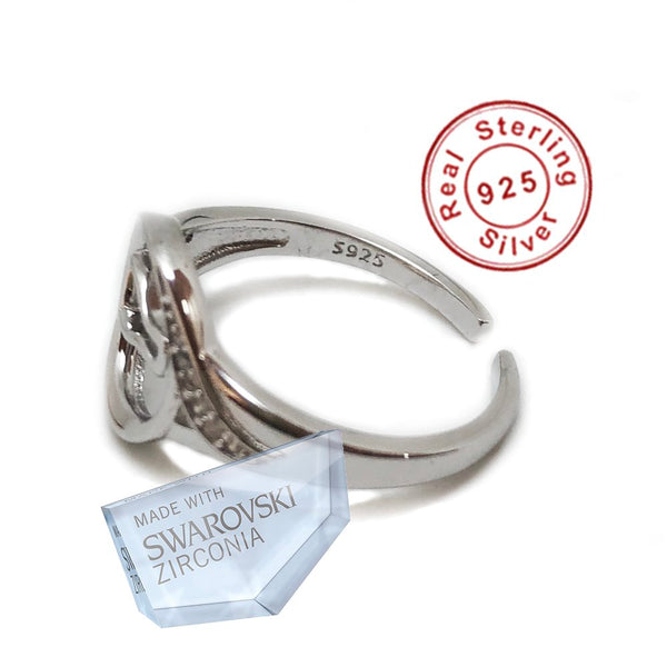 Bague - Cheval volutes- argent massif et zircon