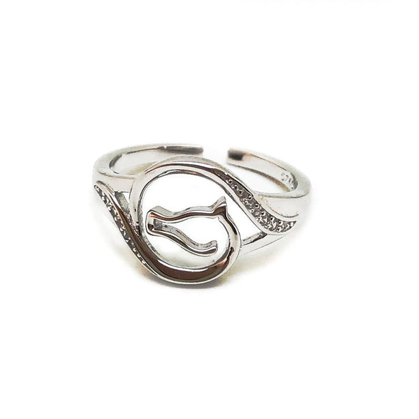 Bague - Cheval volutes- argent massif et zircon