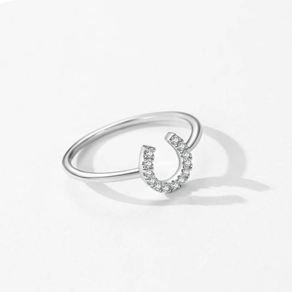 Bague - Fer à cheval - argent massif et zircon