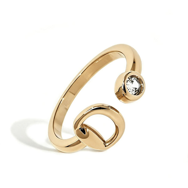 Bague - Mors de cheval et solitaire de zircons - Plaqué rhodium ou or