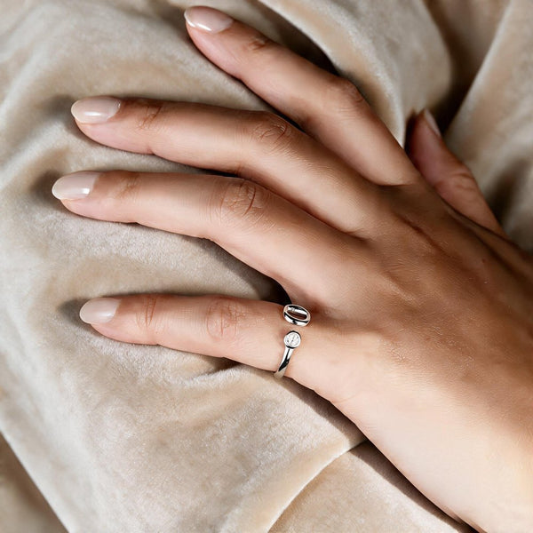 Bague - Mors de cheval et solitaire de zircons - Plaqué rhodium ou or