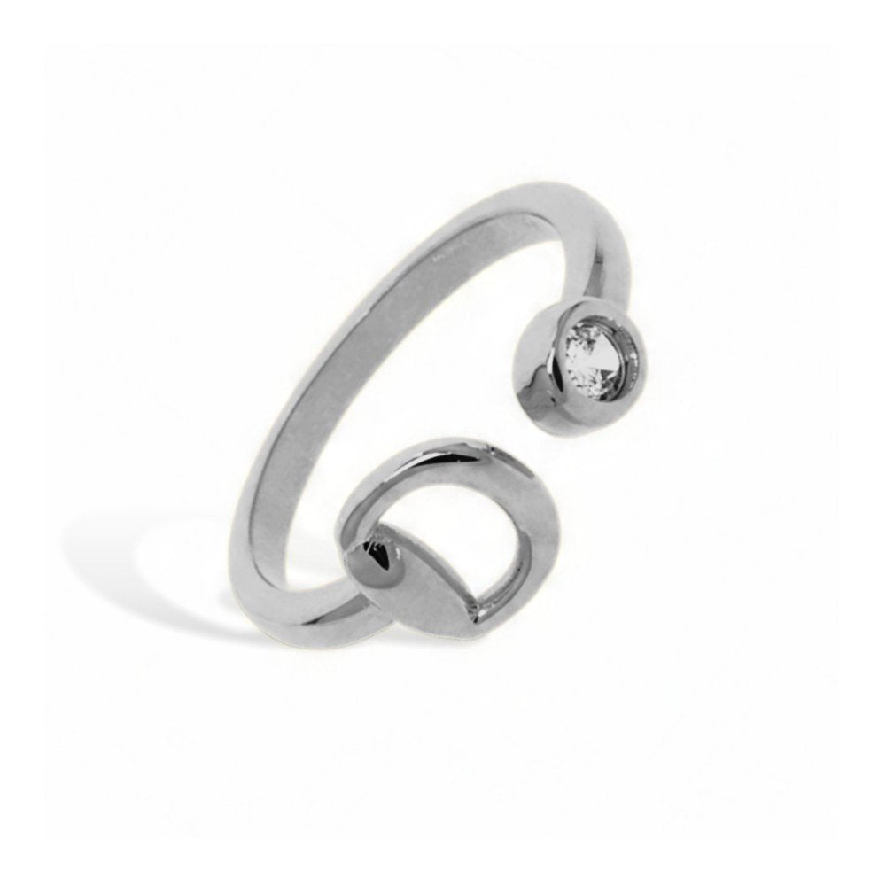 Bague - Mors de cheval et solitaire de zircons - Plaqué rhodium ou or
