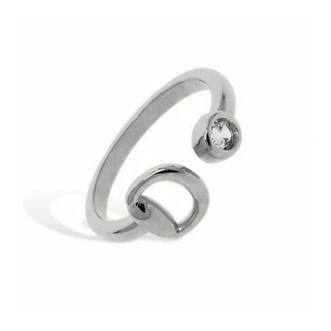Bague - Mors de cheval et solitaire de zircons - Plaqué rhodium ou or