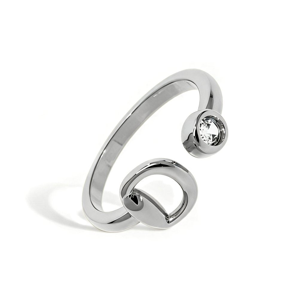 Bague - Mors de cheval et solitaire de zircons - Plaqué rhodium ou or