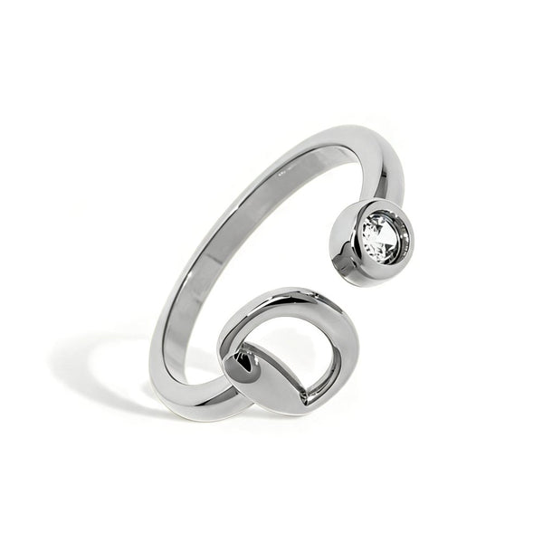 Bague - Mors de cheval et solitaire de zircons - Plaqué rhodium ou or
