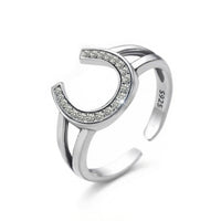 Bague Fer à cheval Argent massif et zircon