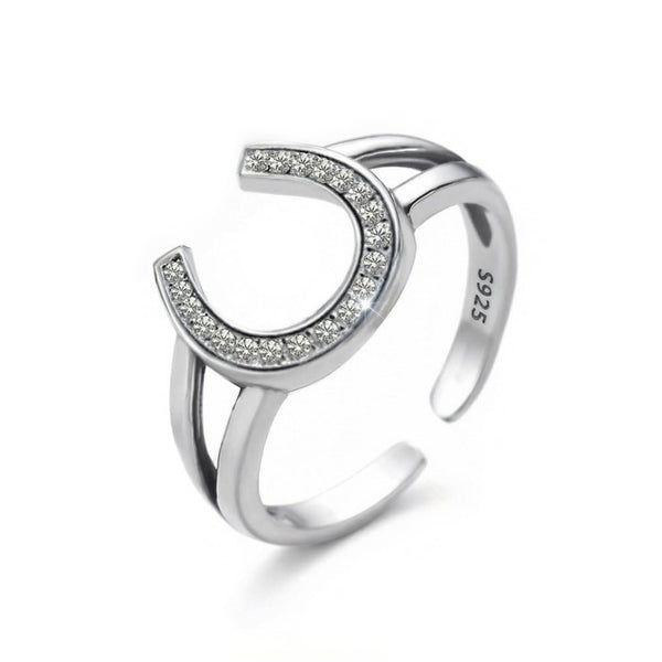 Bague Fer à cheval Argent massif et zircon