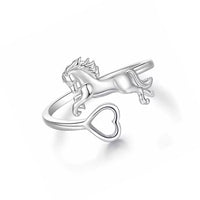 Bague Petit cheval et cœur - Argent massif
