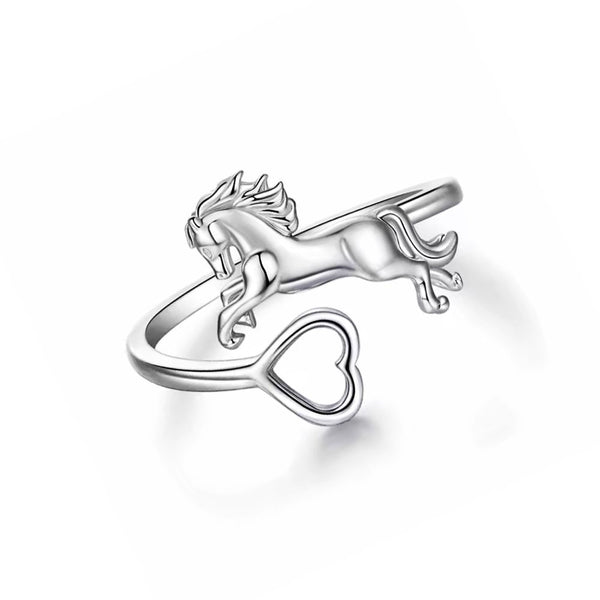 Bague Petit cheval et cœur - Argent massif