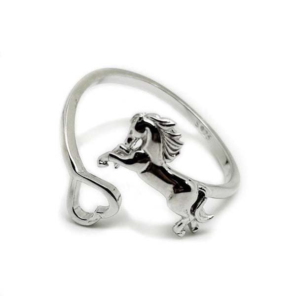 Bague Petit cheval et cœur - Argent massif
