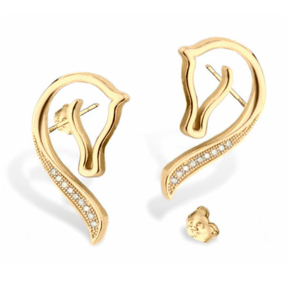 Boucles d'oreilles - Cheval - argent massif et zircon plaqué or