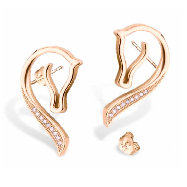 Boucles d'oreilles - Cheval - argent massif et zircon ou plaqué or jaune ou rose