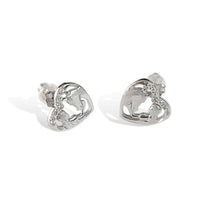 Boucles d'oreilles - Coeur Cheval fille - argent massif et zircon