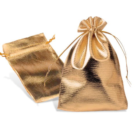 Bourse cadeau pour bijou tissu lamé or