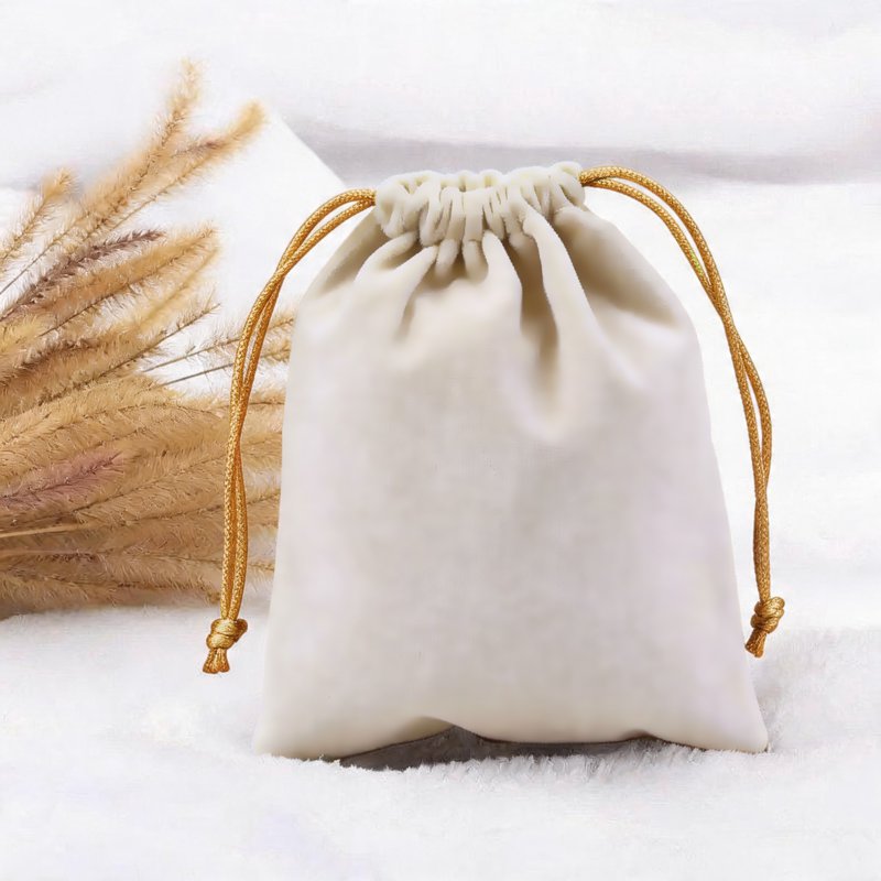 Bourse pour bijou velours beige - 3 tailles au choix
