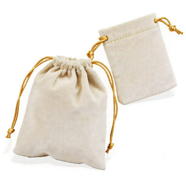 Bourse pour bijou velours beige - 2 tailles au choix