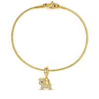 Bracelet chaîne serpent - Petite licorne argent massif - Plaqué or et zircons
