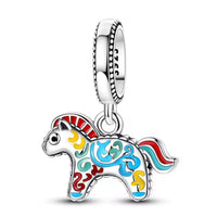 Charm Pendant - Petit poney argent massif couleurs