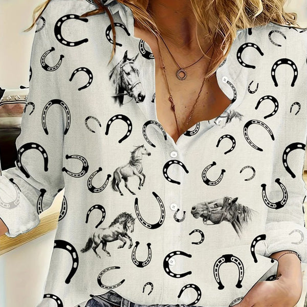 Chemise imprimée chevaux et fers à cheval