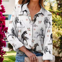 Chemise imprimée chevaux et petite fleurs