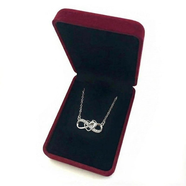 Collier pendentif - Cheval infini et coeur - argent massif et zircon