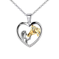 Collier pendentif - Coeur Cheval et fille