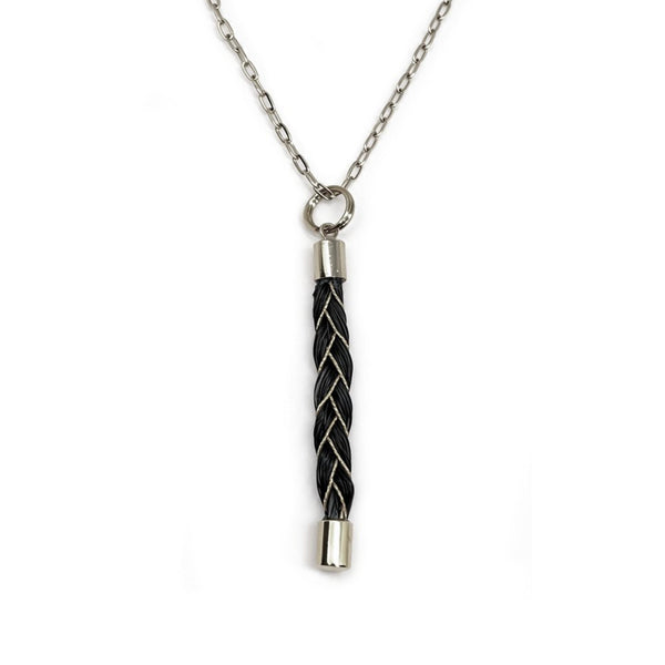 Collier pendentif crins de cheval Tresse 4 mèches - Fils d'or ou argent