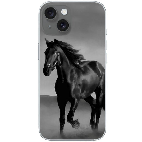 Coque pour iPhone - Cheval noir - Série 4, 5, 6, 6, 7 et 8 Plus, 11, 14