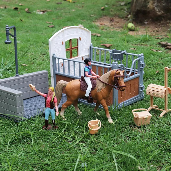 Ensemble figurines box cheval personnages et accessoires