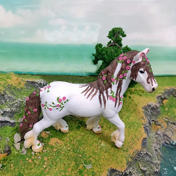 Figurines Cheval et fleurs PVC