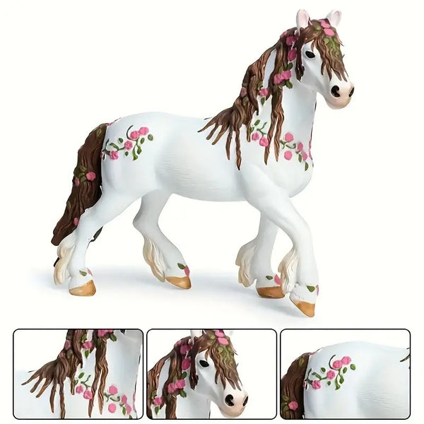 Figurines Cheval et fleurs PVC