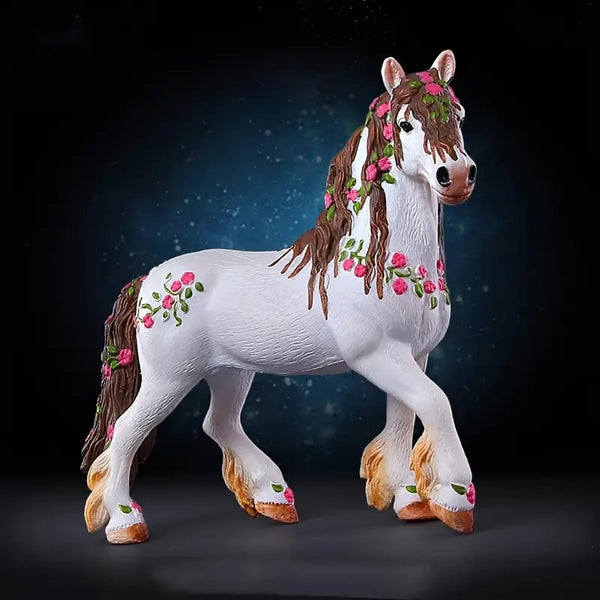 Figurines Cheval et fleurs PVC