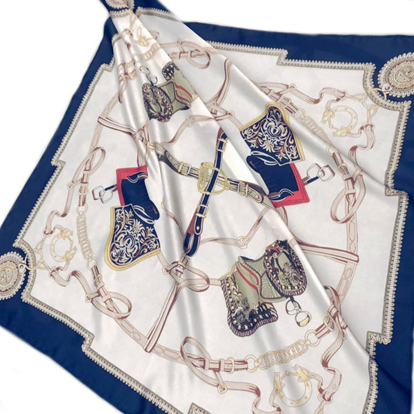 Foulard bandana de Satin - Impression équestre - Elegance & design