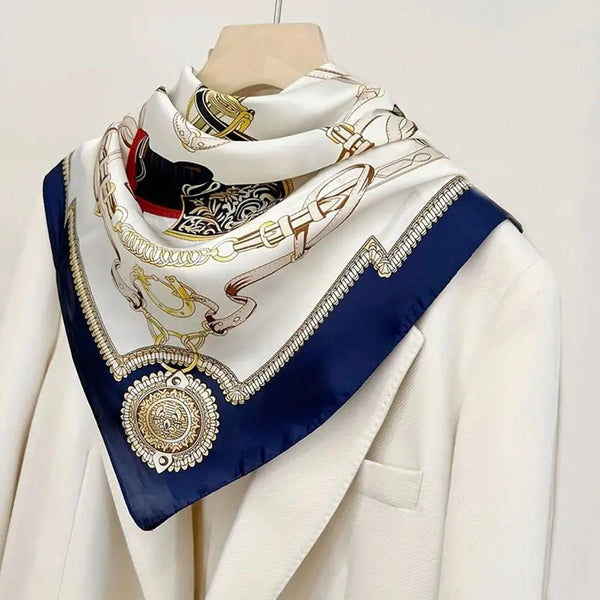 Foulard bandana de Satin - Impression équestre - Elegance & design